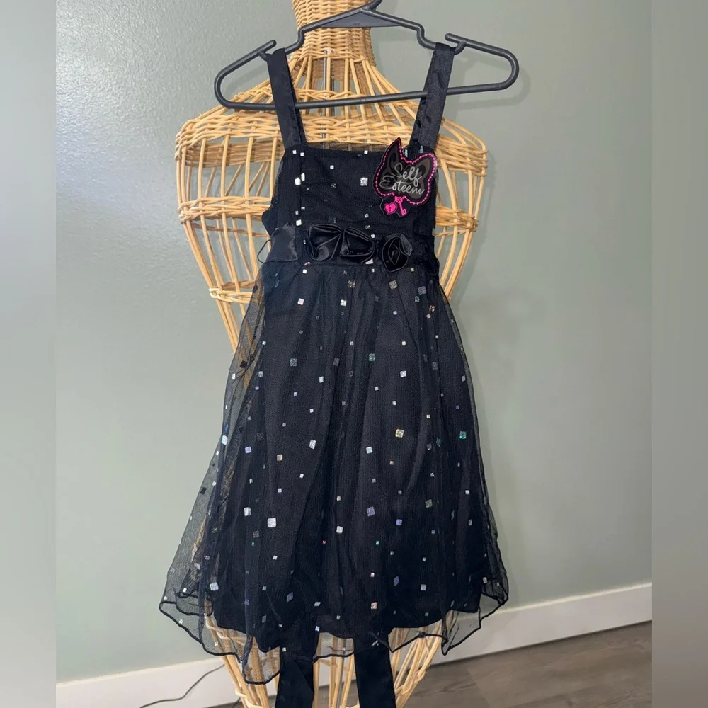 New with Tags Self Esteem Vintage Y2K Girls Black Sequin Dress 4T